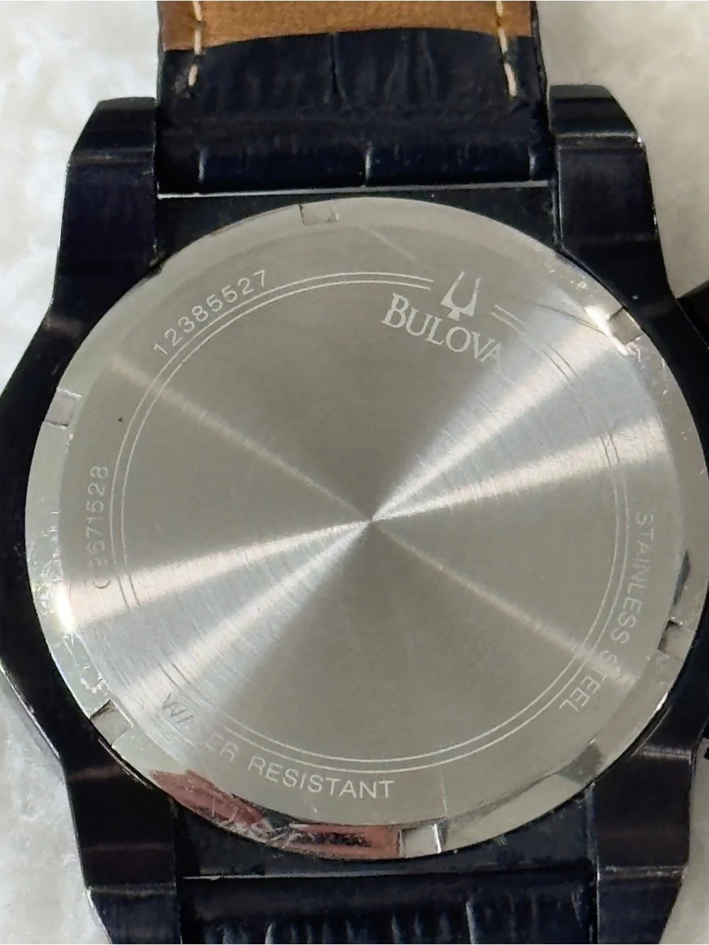 Bulova Black Marine Star Dial Black Leather Strap Chronograph Watch